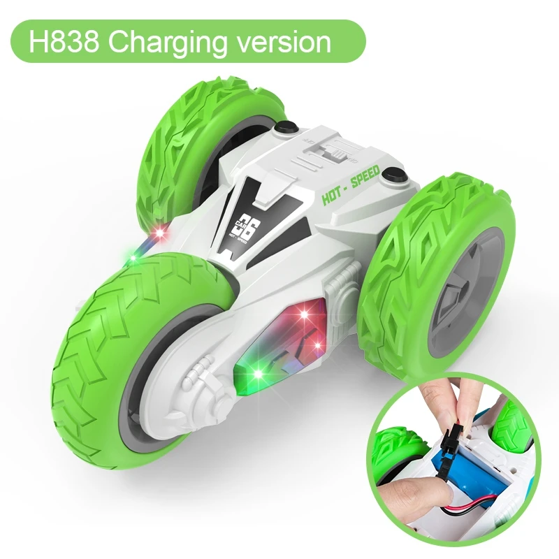 2.4GHz Remote Control Car Three-Wheeled Remote Control Stunt Car Electric Toys Double-Sided Stunts Dump Truck