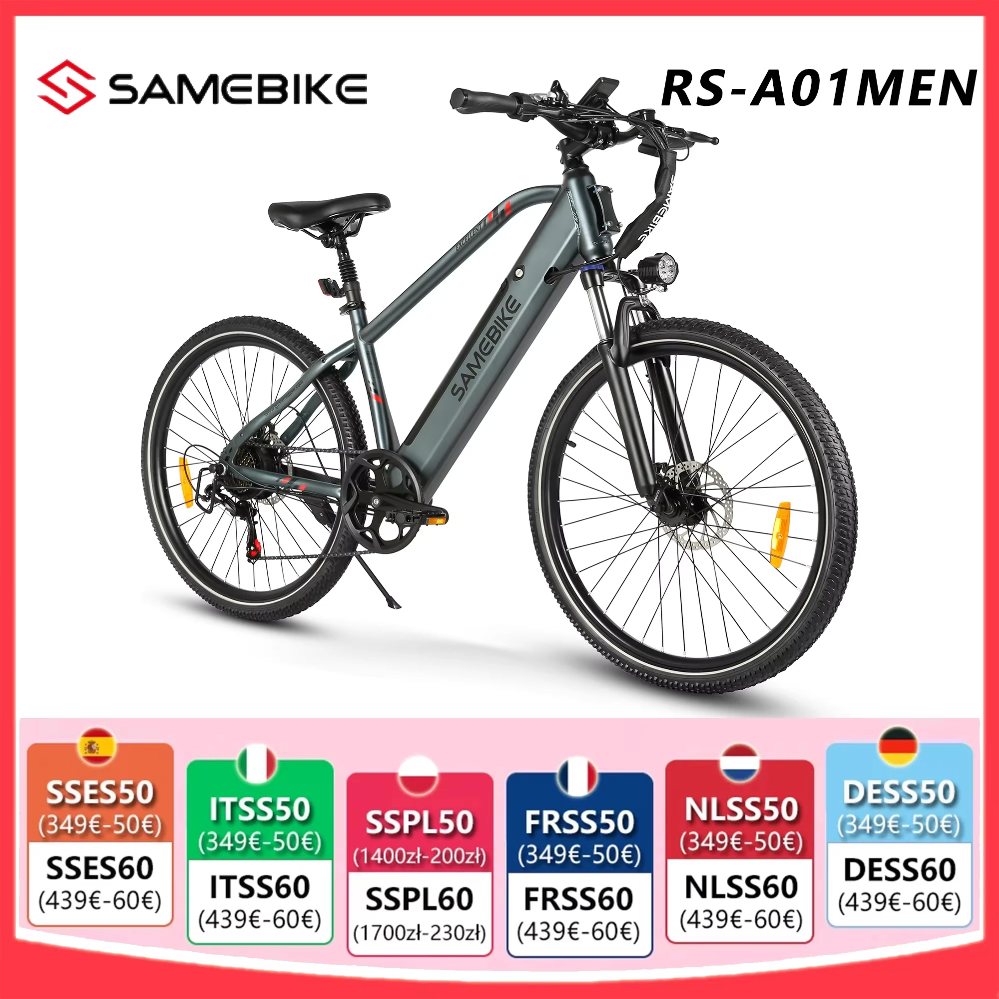 

SAMEBIKE RS-A01 Мужской электрический цикл 500 Вт 36 В 13 Ач литиевая батарея 26 дюймов MTB горный велосипед городской электронный катер