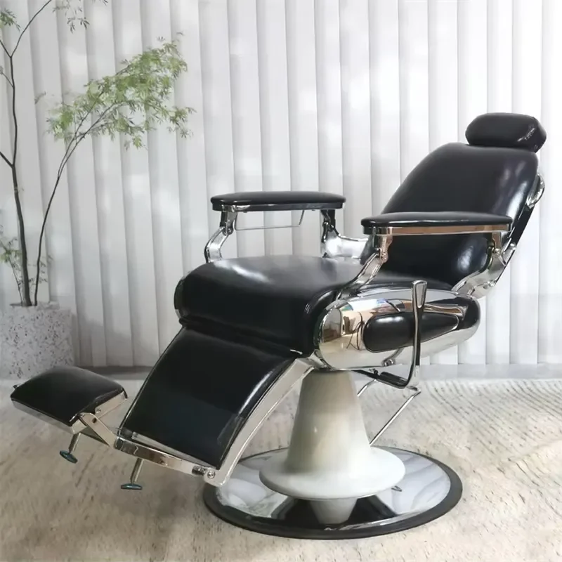 Equipment 360 Degree Swivel Barber Chair Hydraulic Pump Men Rotation Antique Black Barber Chair
