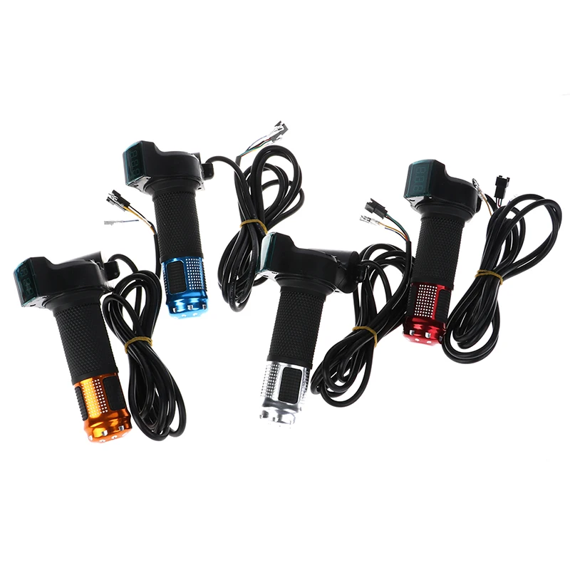 2pcs/1pair Universal  Electric Bike Throttle with LCD display Indicator Gas Handle Throttle for 12-99V E motocycle Bicycle parts