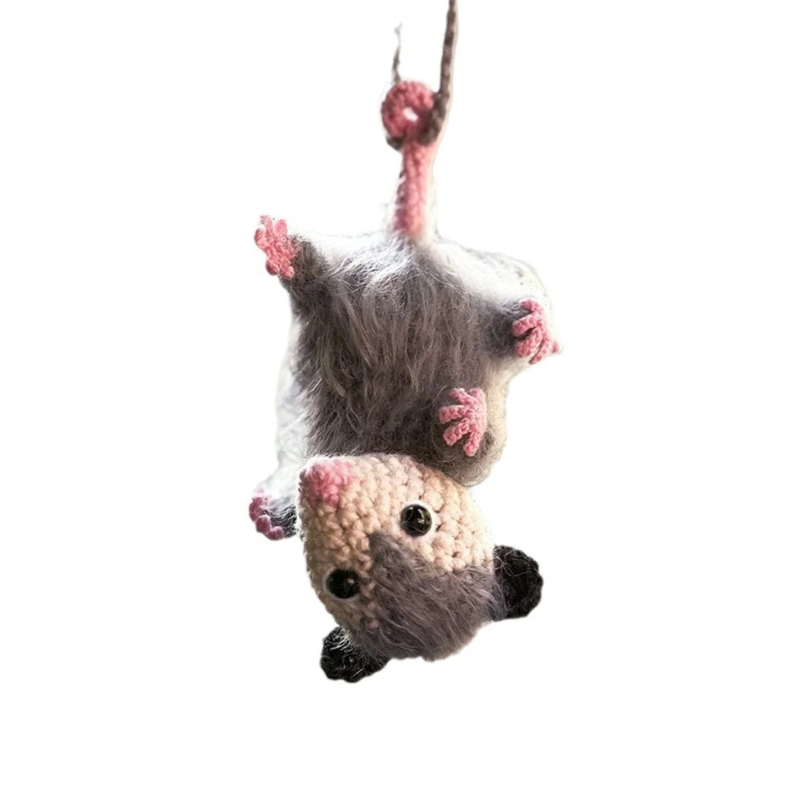 Handmade Knitted Car Charm Cute Decor For Rearview Mirror Car Pet Possum Stuffed For Birthday Party Children Christmas Gifts