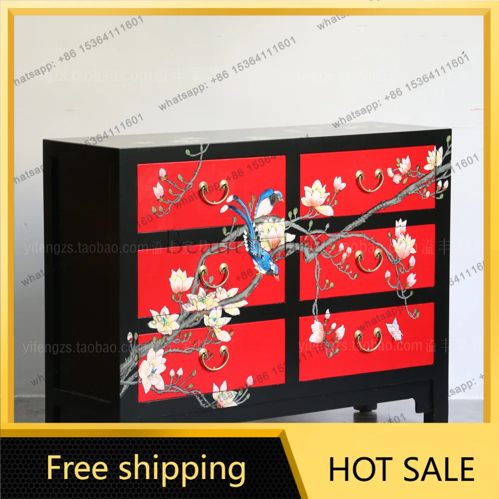 XX. Modern New Chinese Simple Storage Cabinet Solid Wood Drawer Painted Furniture