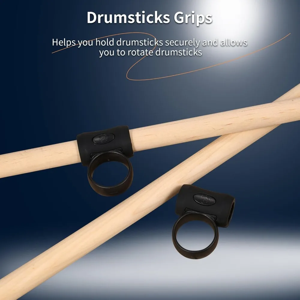 2PCS 5# Size Drumstick Control Clip Black Finger Ring Design Auxiliary Drumsticks Grips Silicone Drumstick Finger Ring