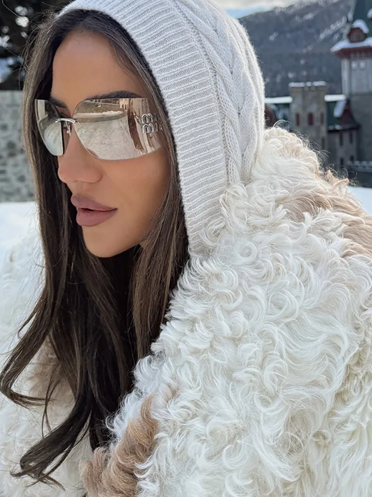 فو الفراء معاطف النساء منتصف طول معطف رفض طوق طويل ماكسي سميكة Y2k الشارع الشهير أنيقة المفتوحة غرزة الخريف جواكت شتوية