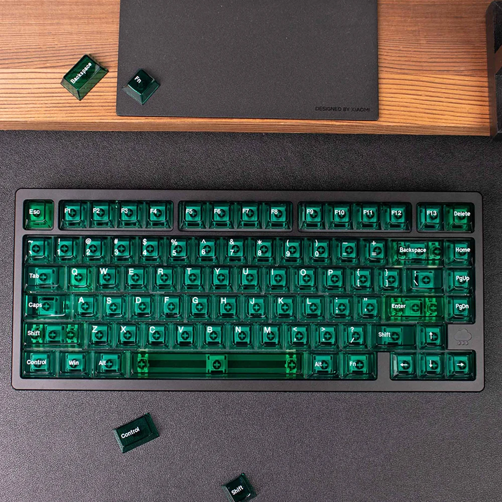 Imagem -02 - Verde Esmeralda Cristal Claro Keycaps Fonte Branca Cereja Perfil pc Keycap Teclado Personalizado para Cereja mx Teclado Mecânico