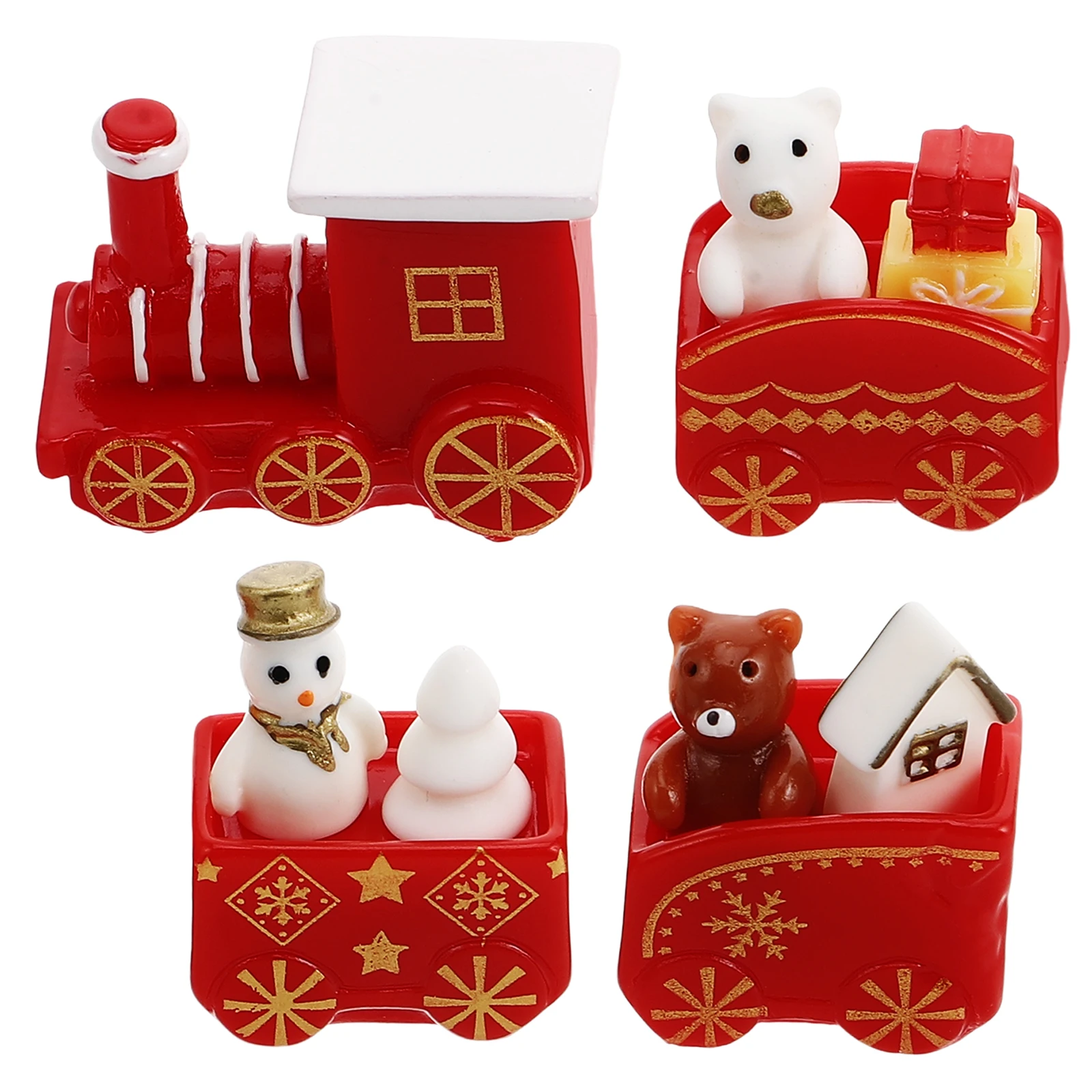 

10pcs Snowman Gift Box Mini Train Set Festival Decor Wooden Toy Reusable Craftsmanship Table Top Ornament Winter DIY Accessories