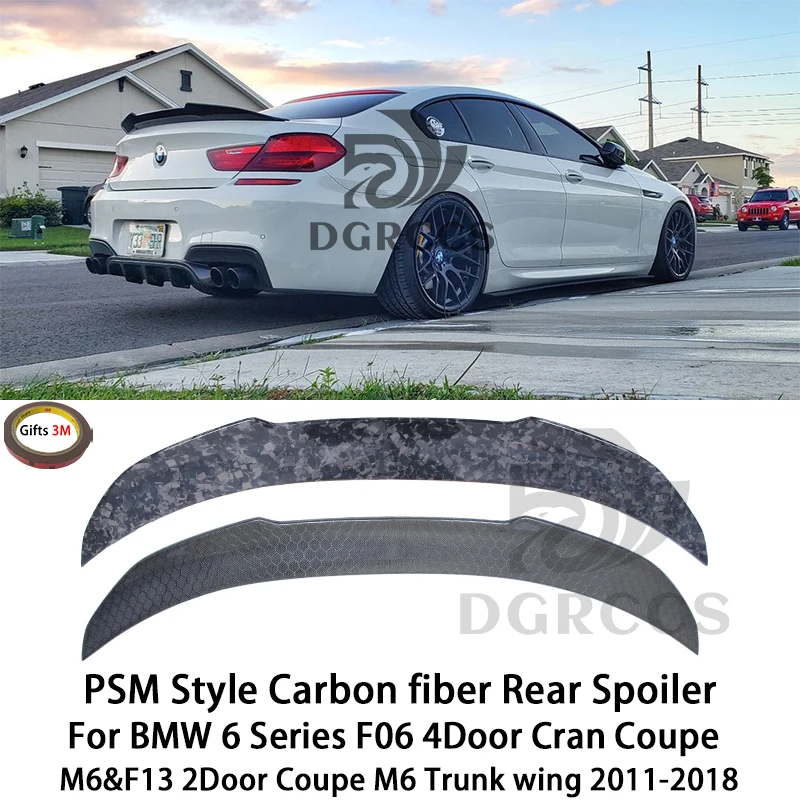 BMW 6 Series F06 4Door Cran Coupe M6&F13 2Door Coupe M6 PSM Style Carbon fiber Rear Spoiler Trunk wingForged carbon Honeycomb