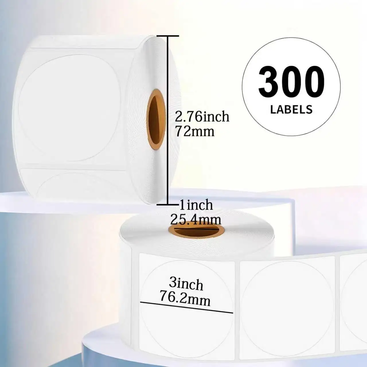 3 Rolls 7.6cm Round Thermal Labels Self-Adhesive Multi-Purpose Business DIY QR Code Price Tag Compatible 3*3 Inch Thermal Paper
