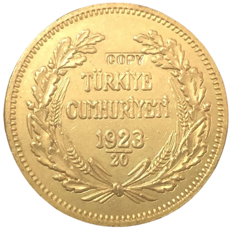 1923/20 Turkey 250 Kurus 22k Gold plated exact Copy Coin
