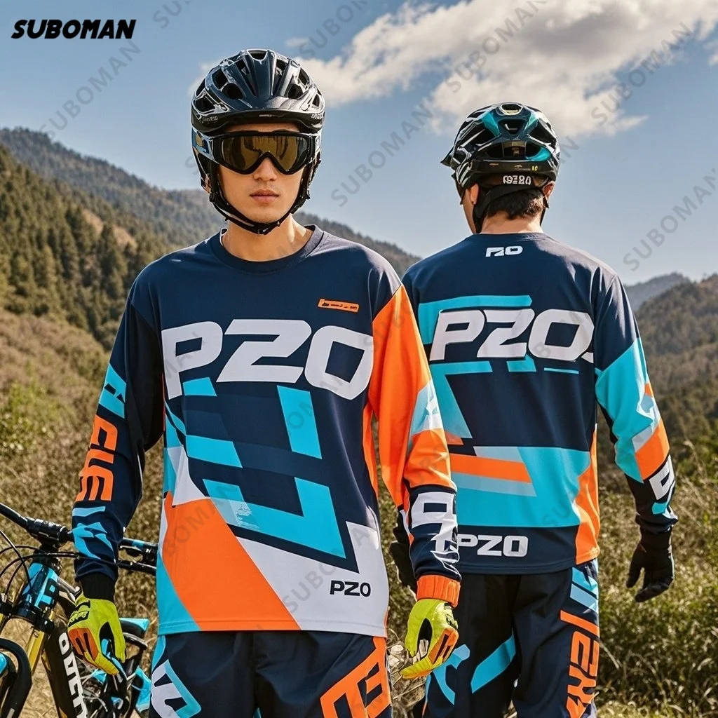 

Latest PZQ Cycling Clothing Men Off Road Motorcycle Long Sleeve Mountain Bike Clothing Speed Control Breathable Quick drying Top