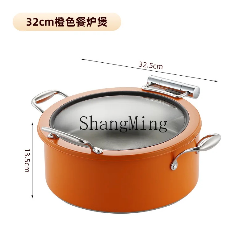

PYH Luxury Commercial Color Stainless Steel Hammer Printing Warm Vegetable Pot Buffet Furnace Display Cold Food