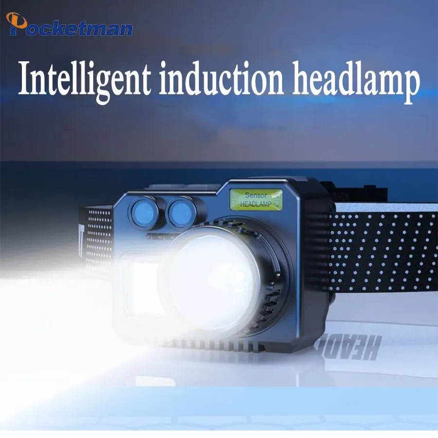 IR Motion Sensor Headlamp Super Bright USB Rechargeable Headlight Mini High Lumens 7 Modes Head Lamp with Built-in Battery