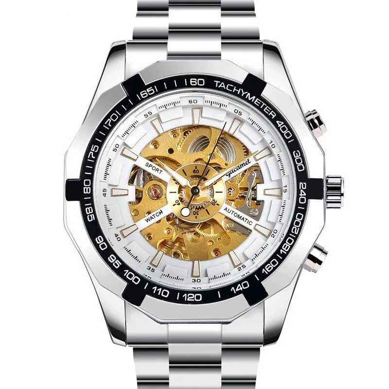 High-end Automatic Mechanical Watch Men Luxury Skeleton Mens Watches Stainless Steel Strap Business Wristwatch Relogio Masculino