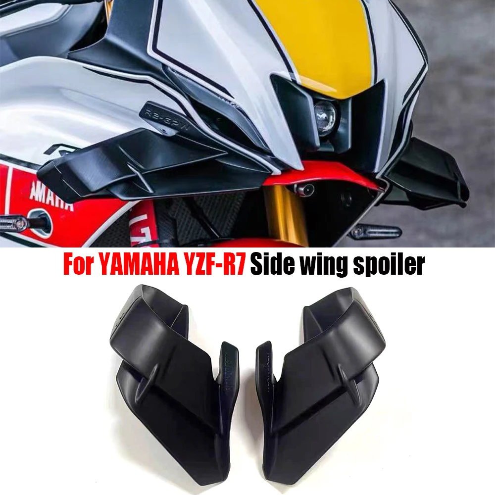 For YAMAHA YZF-R7 2021 2022 2023 2024 2025 Motorcycle Front Side Spoiler Wings Pneumatic Wings ABS Black Spoiler Kit