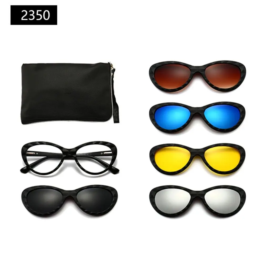 Magnet Clip on Polarized Optical Magnetic Sunglasses 6 in 1 Magnetic Suction Polarized Sunglasses Sunscreen Retro