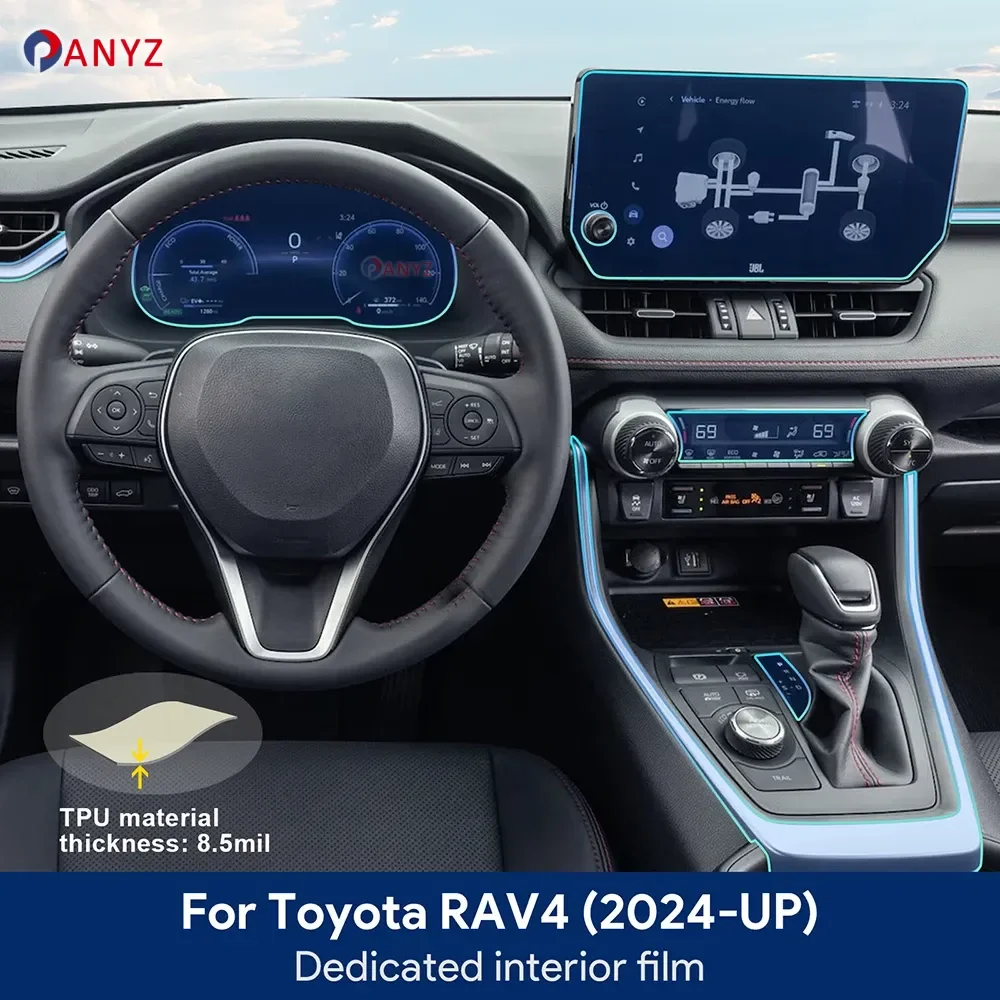 

For TOYOTA RAV4 2024 2025 Car Interior Center Console Transparent TPU Protective Film Anti-scratch Repair Film Accessories Refit