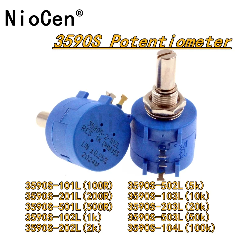 

（1pcs）3590S Multiturn Potentiometer 500 1K 2K 5K 10K 20K 50K 100K ohm Potentiometer Adjustable Resistor 3590 102 202 502 103