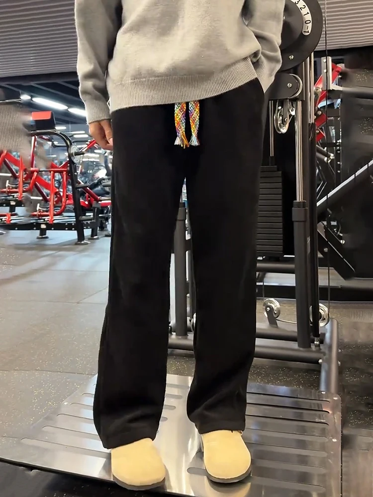 

Bla Fce Lined Straight Leg Pants Men's Winter Sport Fitn Trousers aanxiel Heavyweight Casual Pants ain Stripe Pat...