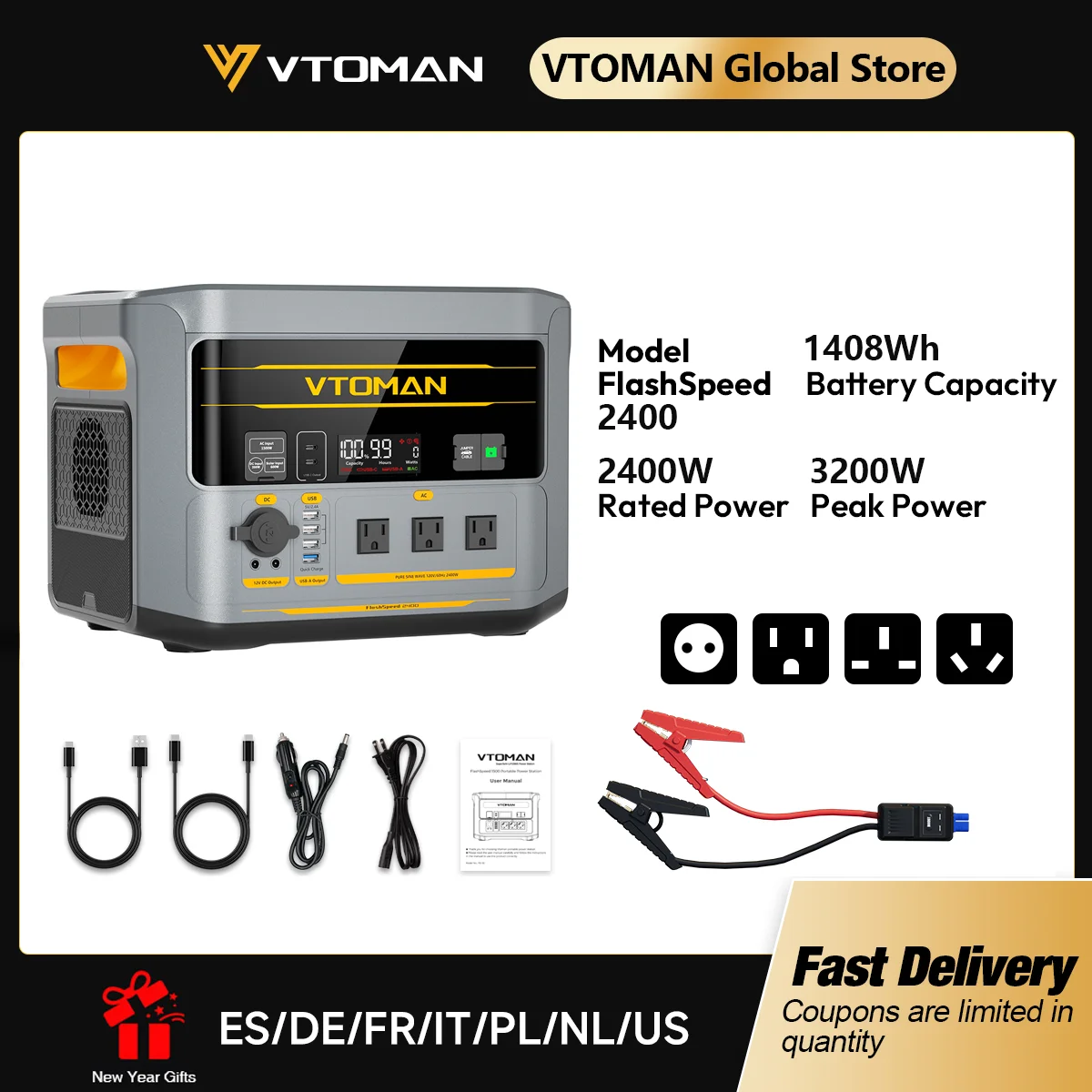 Portable Power Station 600W Ups - Stazione di alimentazione portatile VTOMAN FlashSpeed