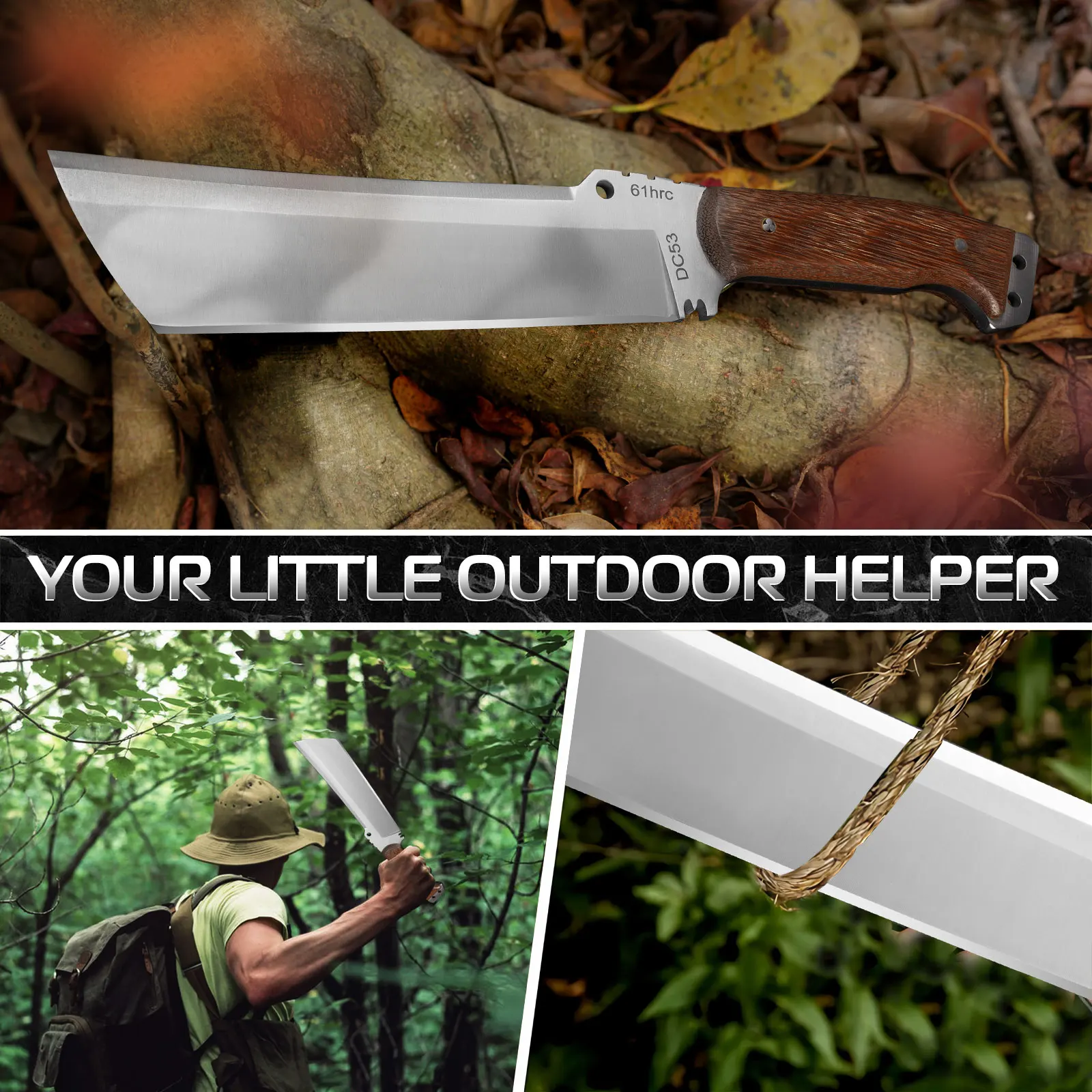 High Hardness Outdoor Survival Knife Stainless Steel Camping Chopping Knife With Scabbard Multipurpose Jungle Cutting Knife