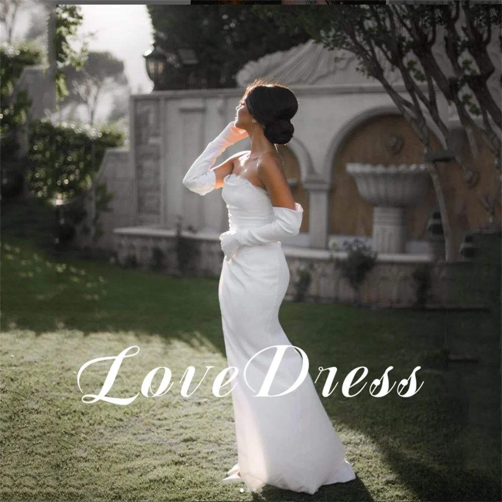 Liebe einfache träger lose Spitze Fleck hohe Seite Schlitz Brautkleider Falten elegante boden lange rücken freie Schnürung Vestidos de Novia