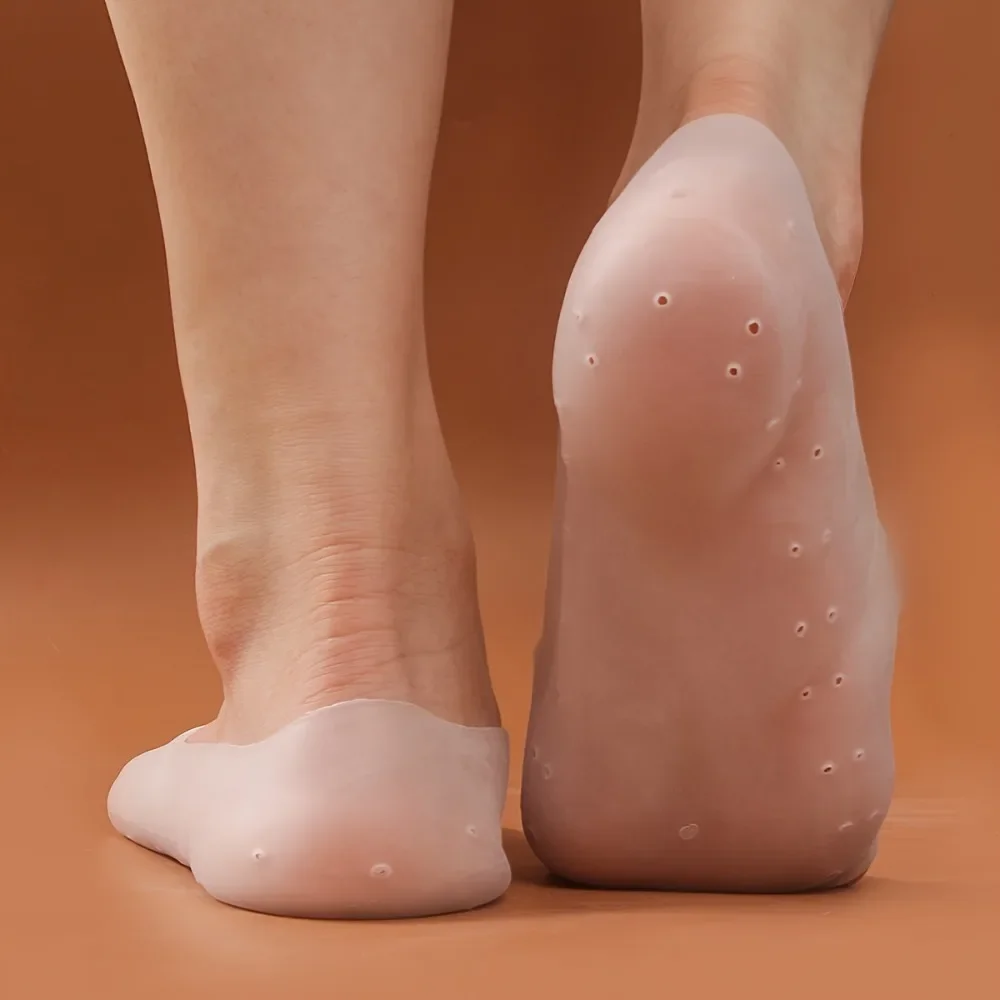 Chaussettes en Gel hydratant en Silicone souple, 2 pièces, pour soins des pieds, protection, soulage les talons secs et craquelés, chaussures, semelle intérieure de soins pour la peau