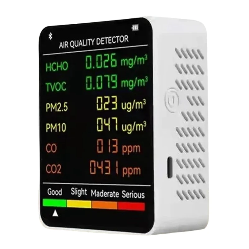 ABBO-6 In 1 Multifunctional Air Quality Tester LCD Display Home Indoor Office Wall Mounted Air Quality Tester