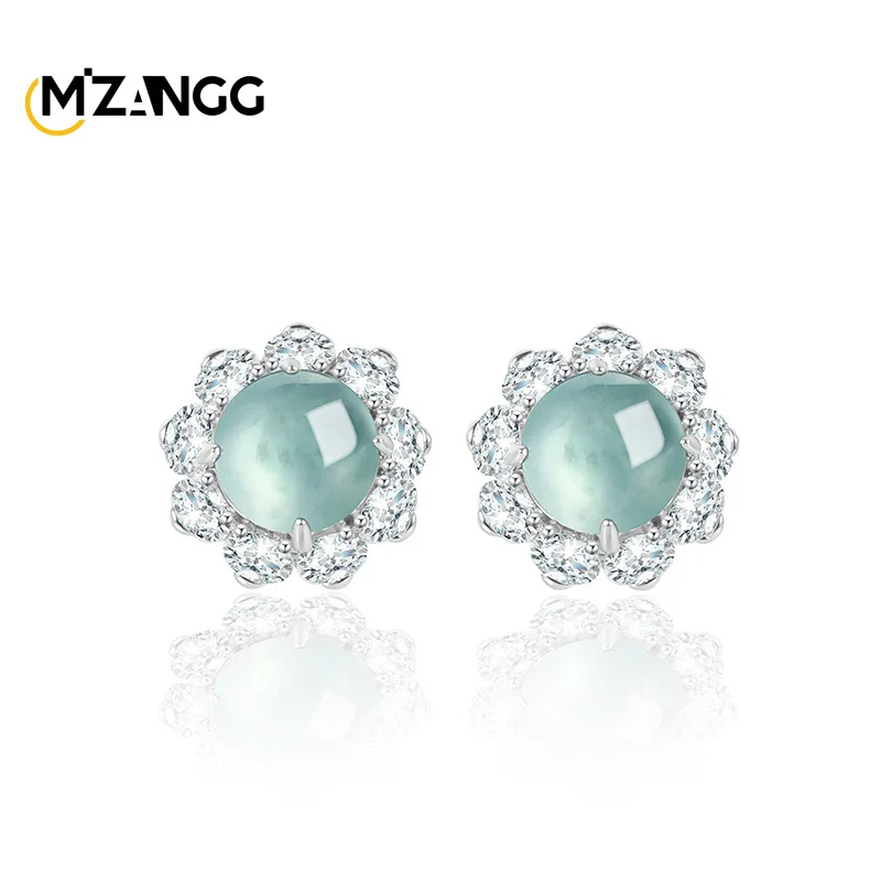 

Серьги из натурального жадеита и синей воды класса А, серьги из стерлингового серебра, модные высококачественные украшения из жадеита ледяного типа, женский подарок