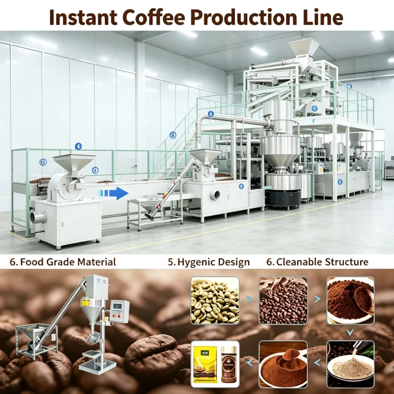 Industrial Coffee Processing Machinery Cold Brew Coffee Production Line Complete Coffee Grinder Set For Food Manufacturing