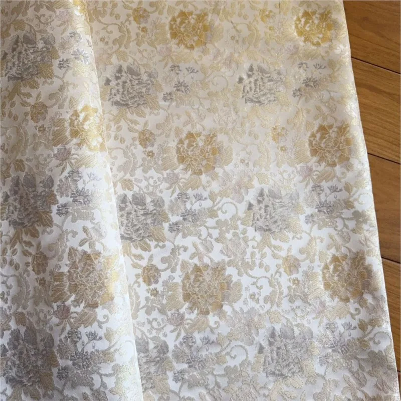 New Chinese-style waistcoat and cheongsam fabric pillow with golden thread pastoral style jacquard