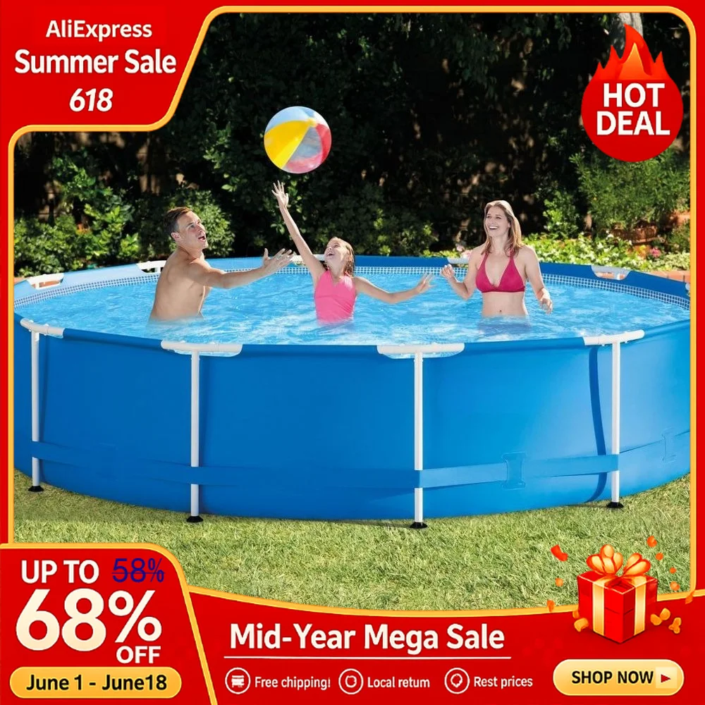 

Custom 12ft x 30in Round Above Ground Swimming Pool Complete Starter Set for Kids