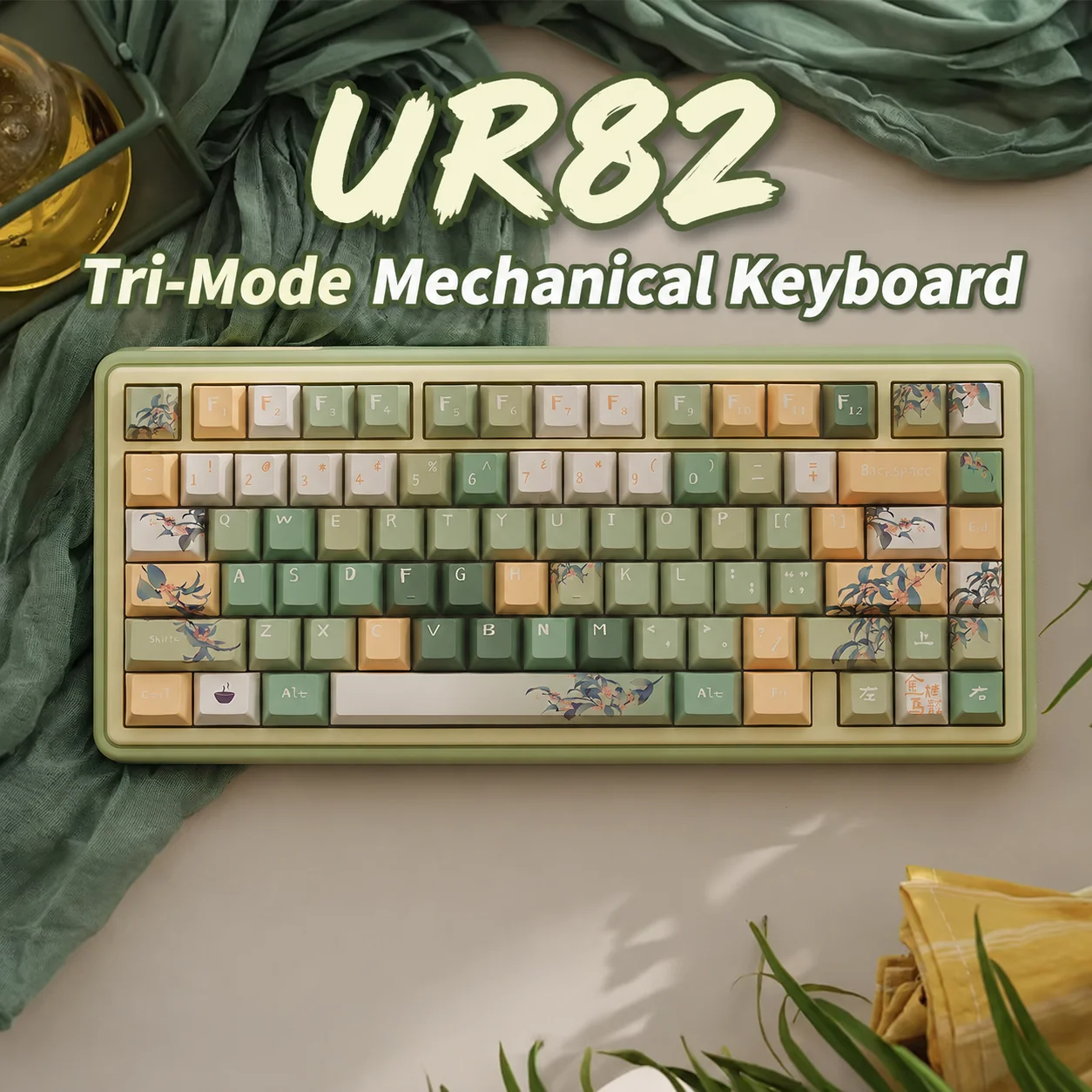 URE UR82 Mechanical Keyboard Tri-mode Gasket RGB Hot-Swap Custom kit Office Keyboard RGB Light Drive Programmable Keyboard