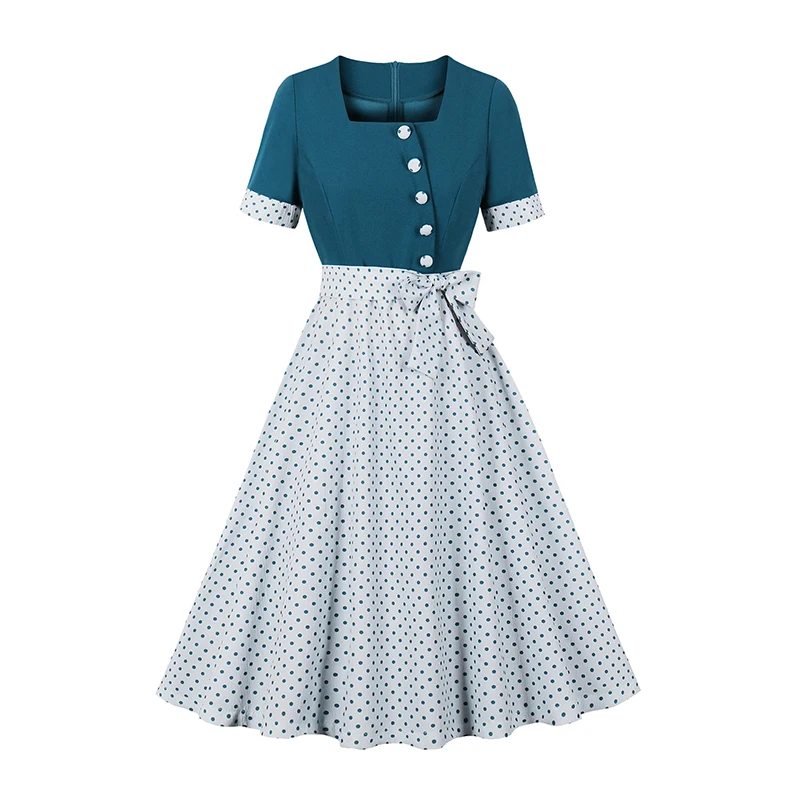 1950 年代 ロカビリー ポップ ドット ミニドレス：体型に合わせた着こなしで、今季の夏を輝かせるスタイリング術