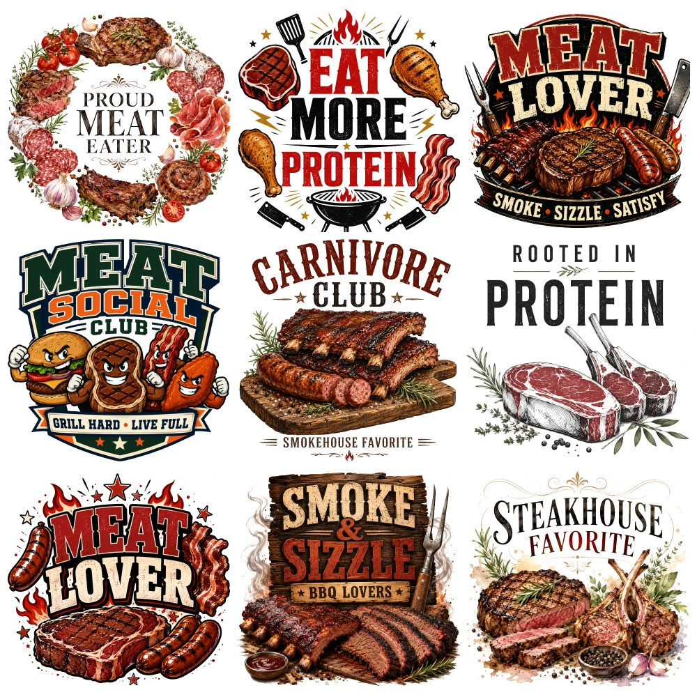 9 Pcs Meat Lover Eat More Protein Power Carnivore Club Smoke Sizzle Steakhouse Favorite Rooted Protein Meat