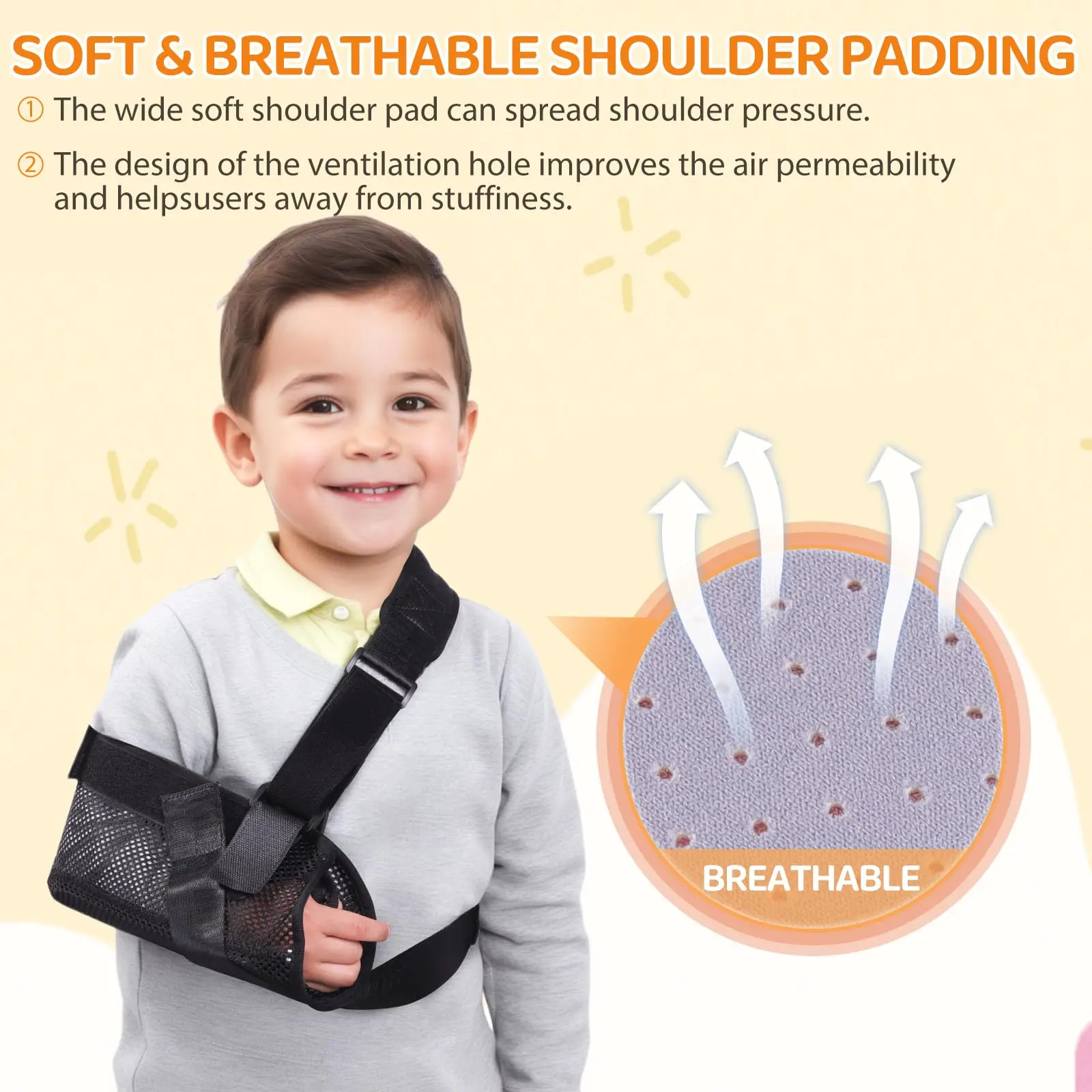 Arm Sling for Kids, Arm Brace with Support Plate, Arm Support Sling Shoulder Immobilizer for Children Shoulder Injury (black-S)
