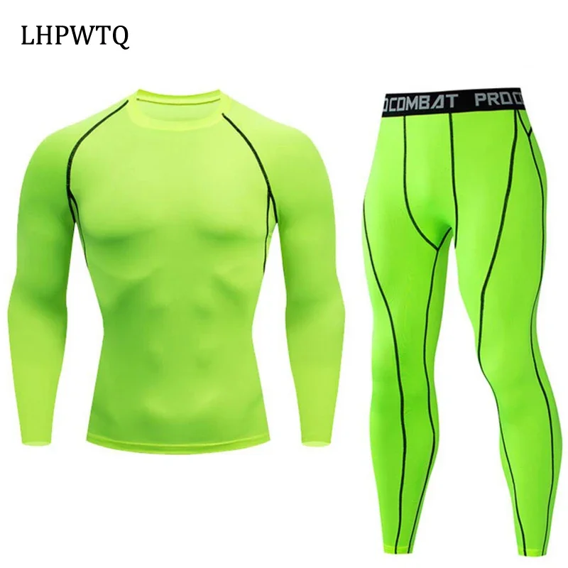 Quick Dry Men\'s   Thermal underwear Sets  Running Compression Sport Suits Basketball Tights Clothes Gym Fitness Jogging Sportswe