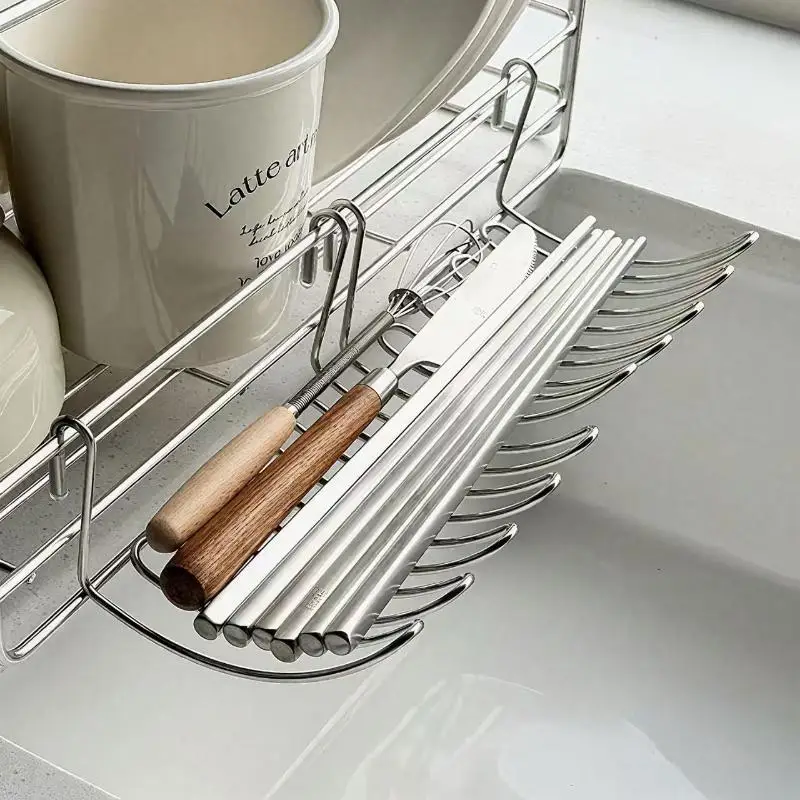 2pcs Stainless Steel Hanging Drain Basket Retractable Expansion Storage Rack Kitchen Sink Organizer Household Storage Accessory