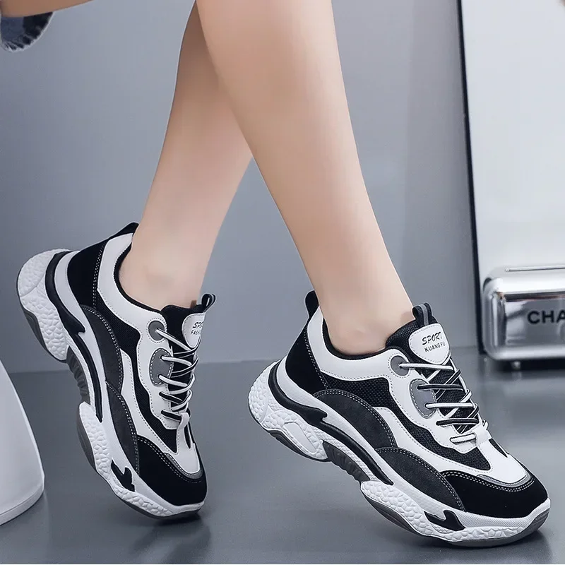 Mulheres sapatos esportivos casuais tênis mulher respirável malha plataforma rendas até sapatos vulcanizados feminino casual runing sapatos 2024