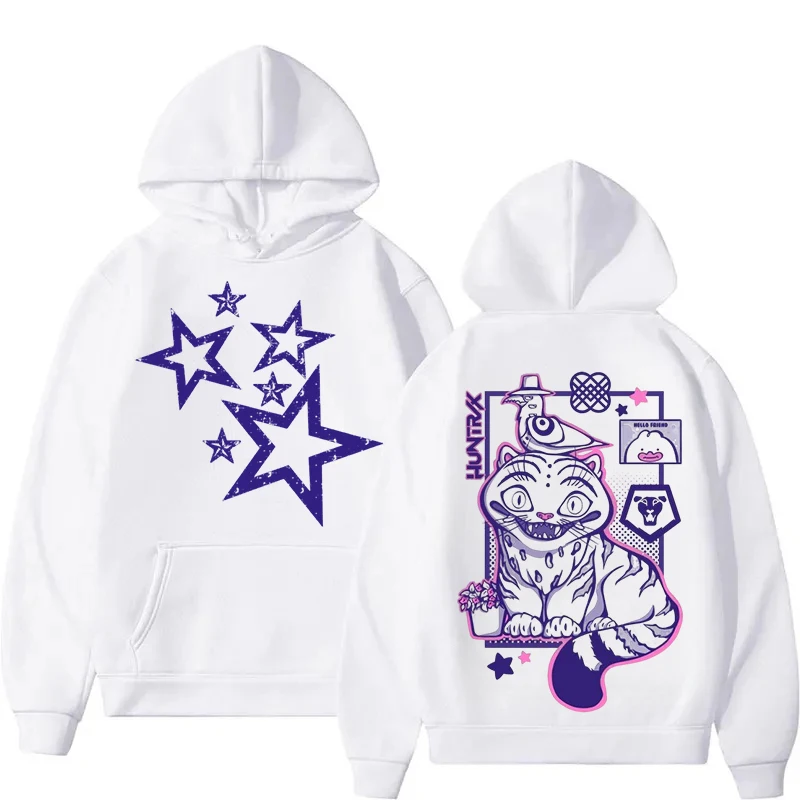 

HUNTRX Star & Cartoon Cat Graphic Hooded Sweatshirt Men Women Streetwear Casual Autumn Winter Y2k Fashion Top