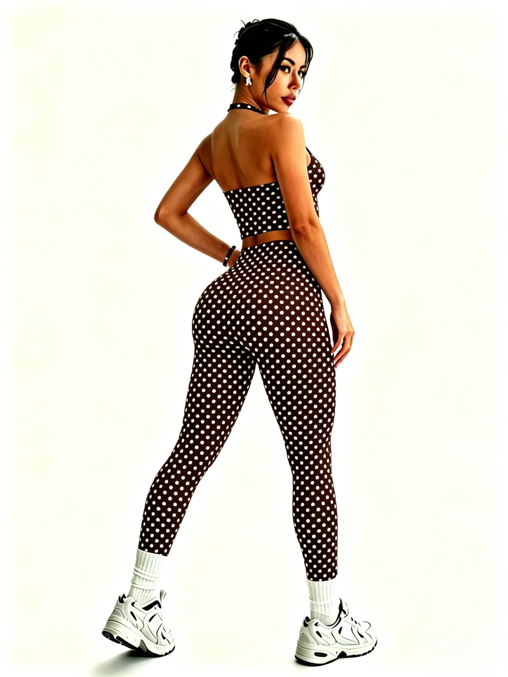 2Packs Women Y2K Polka Dot 2 Piece Set Halter Crop Top High Waist Leggings Sport Lounge Matching Outfit - view 3