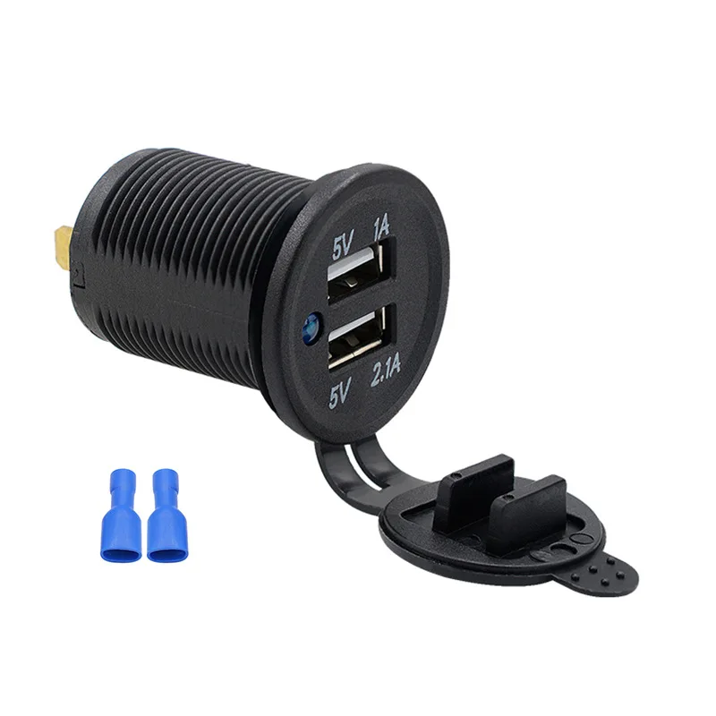 5Pcs cross-border car and motorcycle CE certification car charger waterproof mobile phone charger dual USB car supplies