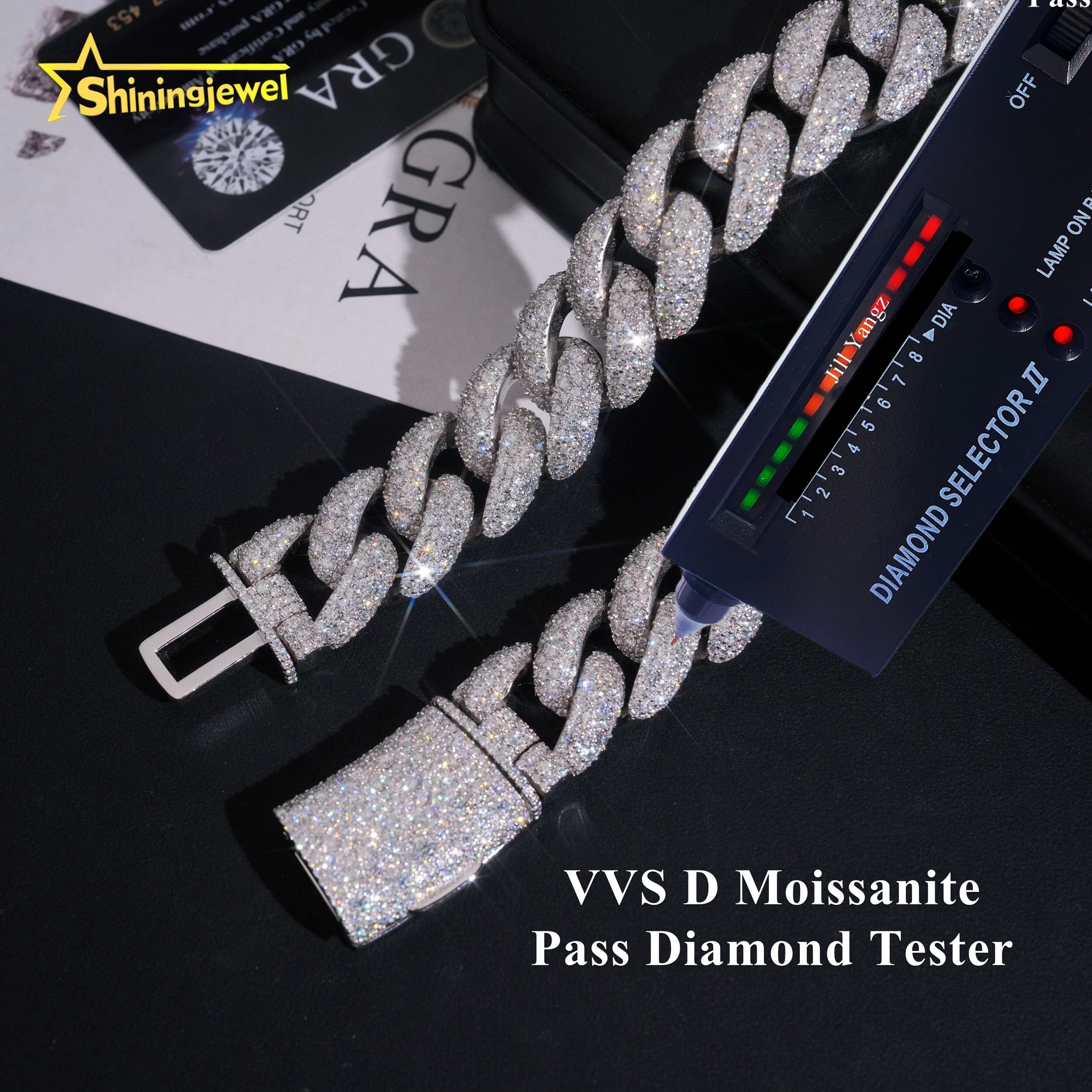 Luxury Chunky Mosaic 23mm Cuban Links Top Quality Chunky Heavy Rapper Jewelry Iced Out Moissanite Diamond Cuban Link Chain，