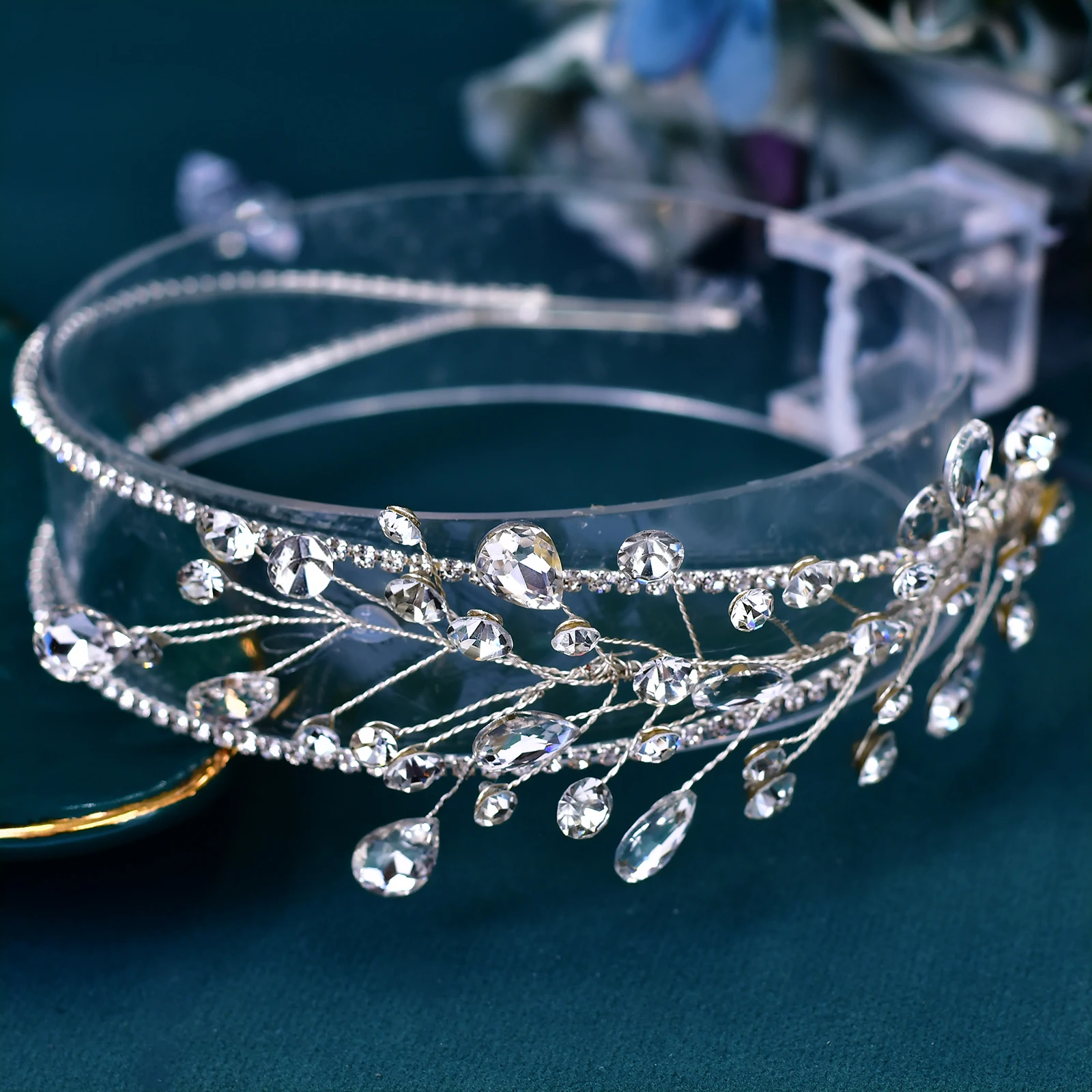 Diadema nupcial de joyería de diamantes de imitación, accesorios para el cabello de boda, tocado para novias, Aro para el cabello para mujeres y niñas, Tiara para damas de honor, HP584