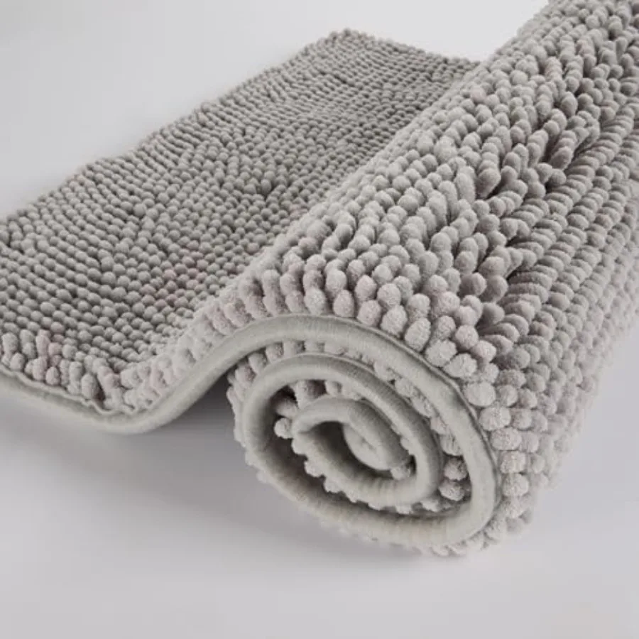

Chenille Bathroom Rug 24"x16" Extra Soft Absorbent Quick Dry Machine Washable Non-Slip Bath Mat for Tub Shower and Bathroom Flo