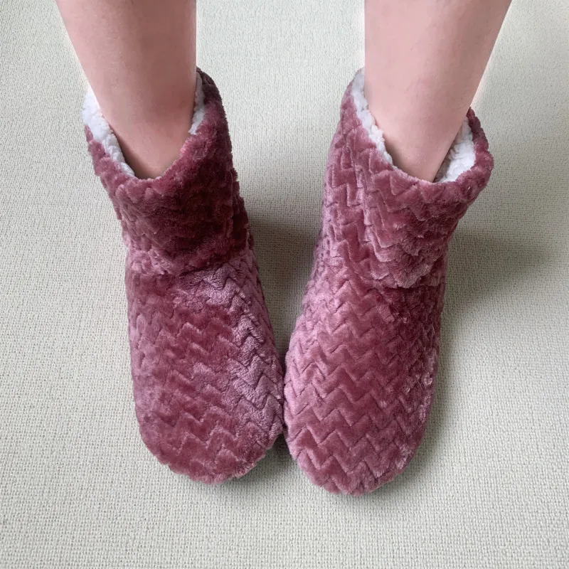 Winter thickened warm short floor boots indoor non-slip men's and women's socks indoor cotton shoes