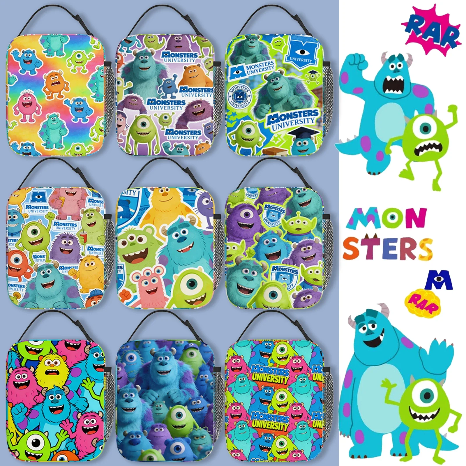 

1 шт. сумка для обеда серии Monster University с 9 дизайнами, подходит для отдыха, путешествий, пикников, поездок на работу, вечеринок.