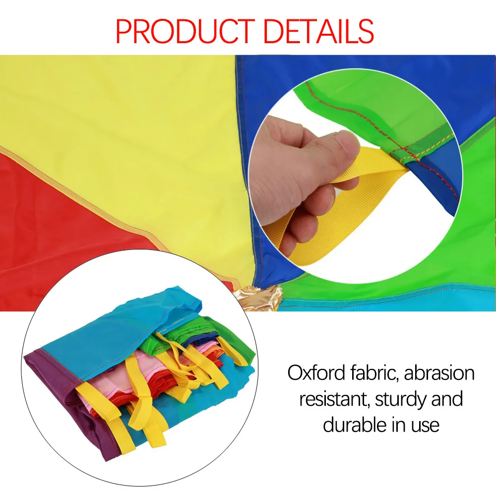 Prop Rainbow Parachute Toys 2M Diameter Kids Outdoor Teamwork Game Jump Bag Bounce Play Mat School Activity Puzzle Game