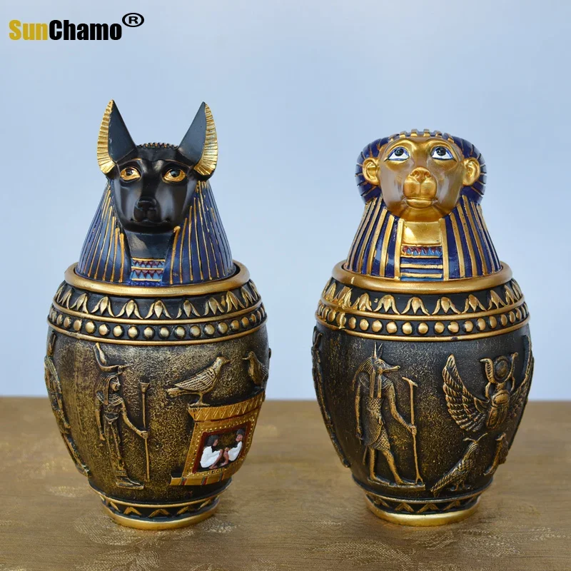 Ancient Egypt Cat God Canopic Jar Storage Figurines Pharaoh Saint Resin Art&Craft Home Decoration Decor