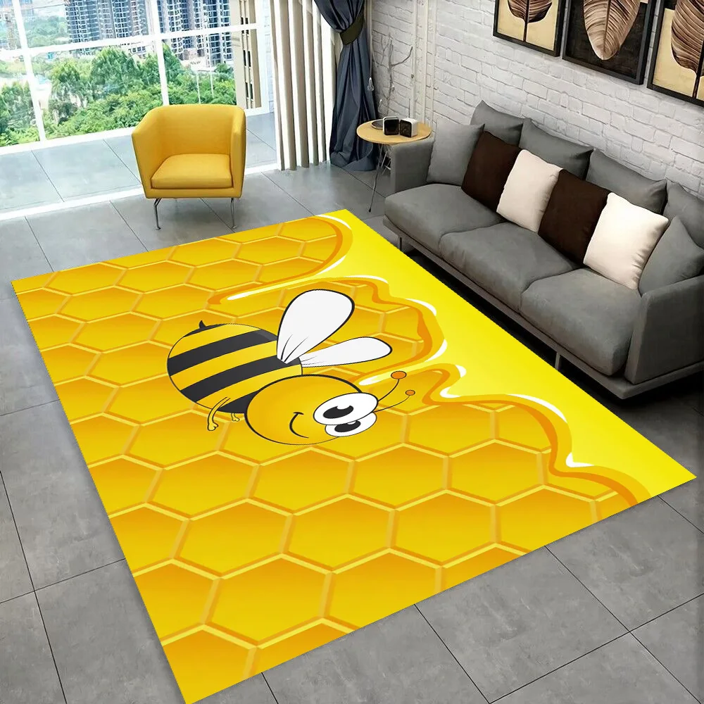 3D Honey Bee Insect Cartoon Area Rug,Carpet Rug for Home Living Room Bedroom Sofa Doormat Decor,kid Play Non-slip Floor Mat Gift