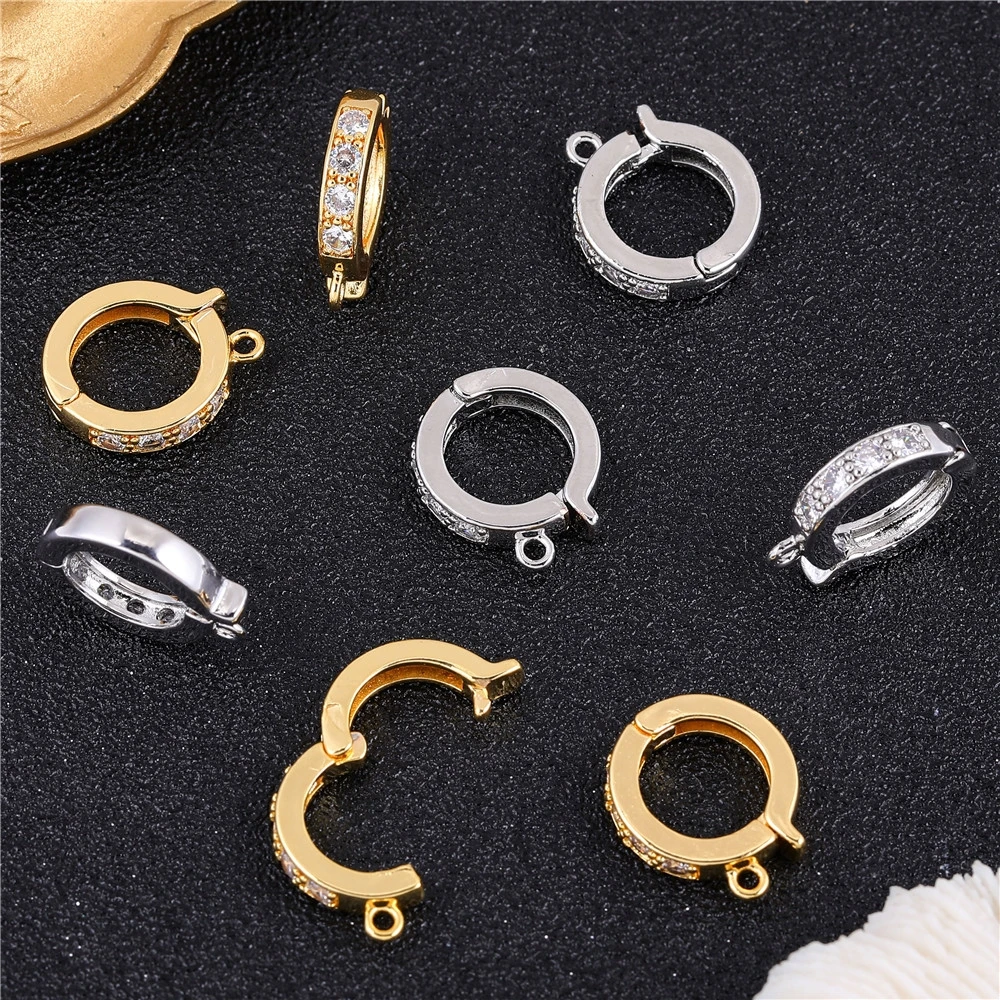 Juya Handmade 18K Gold Plated Creative Clip Bale Bails Clasp Hooks Accessories For DIY Women Bead Pearls Pendant Necklace Making